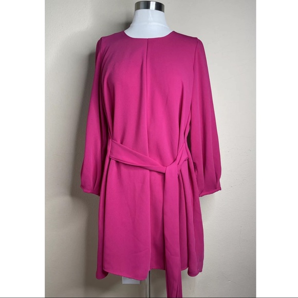 Zara Fuchsia Belted Mini Dress Large - Picture 1 of 7